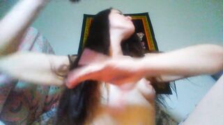 Foreign Object Insertion! Hairy Pink Pussy Camgirl Brushes Long Hair with Brush THEN PUTS IN VAGINA