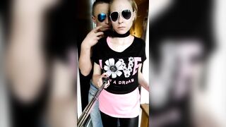 Russian girl smokes and sucks on the balcony