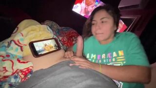 Making him bust a big load in my mouth watching porno hott
