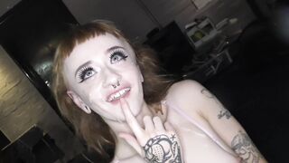 Emo girl gets her first Bukkake