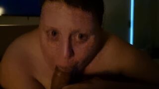 Slut giving her master a blow job