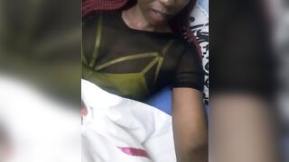 BRUNNETE IN A SEXY BRA ADMIRING HER TITIES