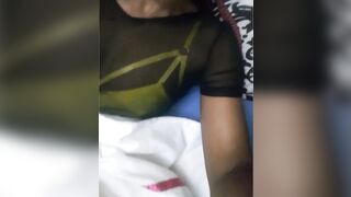 BRUNNETE IN A SEXY BRA ADMIRING HER TITIES