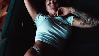 Cute ponytail girl showing her pussy