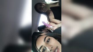 is not ashamed to suck her toy dick in front of the uber driver