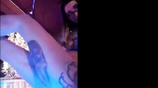 Queer Tattooed Amateur Spinner Stage Set at Strip Club with Nice Booty