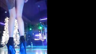 Queer Tattooed Amateur Spinner Stage Set at Strip Club with Nice Booty