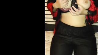 Indian slut plays with black dildo in indian outfit
