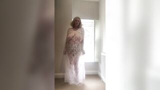 Annabel’s white sheer lace dress