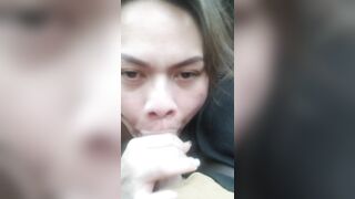 Car Blowjob From Asian Slut. Swallows Every Drop. Oral Creampie