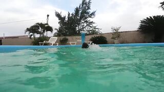 Very hot blonde girl fucking in the pool