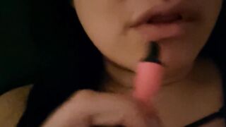 Sucking my 8 inch dildo during a vape - thinking of your cock ????