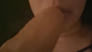 Sucking my 8 inch dildo during a vape - thinking of your cock ????