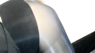 Step Mom gets spanked & fingered in her shiny nylon pantyhose.