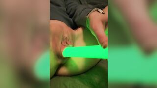 Pussy fucked with lightsaber!