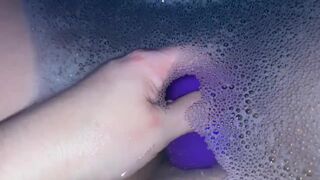 Bubble bath masturbation with my clit sucking rose