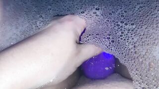 Bubble bath masturbation with my clit sucking rose