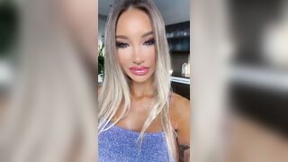 Beautiful Monika Fox Poses In A Luxurious Blue Dress & Teases Pussy