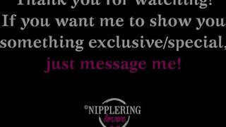 nippleringlover riding vibrator - garter stockings pull pierced pussy wide open - big nipple rings