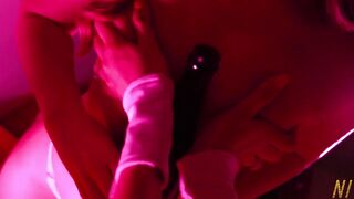 We have fun with bunny Mia Spark at a champagne party.