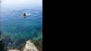 nippleringlover nude beach swimming naked flashing pierced pussy & huge pierced nipples nipple rings