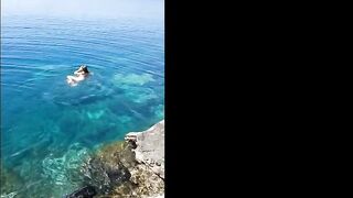 nippleringlover nude beach swimming naked flashing pierced pussy & huge pierced nipples nipple rings