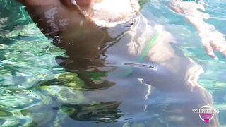 nippleringlover nude beach swimming naked flashing pierced pussy & huge pierced nipples nipple rings