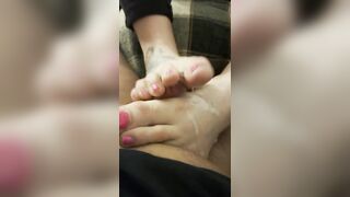 Amanda pink footjob, cumblast twice/ full video and second cum, on my OF/ Johnny LB Bigfeet Studio