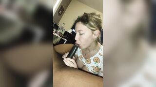 Busty snowbunny slurps and swallow some bbc cum