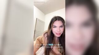 Cute teen in red underwear slapping her butt