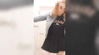 HORNY COLLEGE SLUT CAN'T RESIST PLAYING WITH PUSSY IN PUBLIC BATHROOM!!