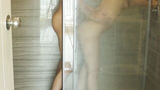 Morning sex with big tit girlfriend IN BALI - fuck in a shower