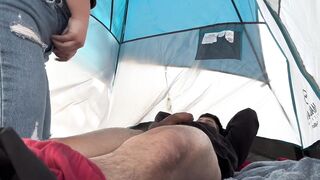 Big ass Latina fucks stranger in a tent (camping sex)