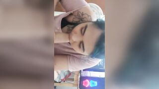 A good blowjob with blue hair