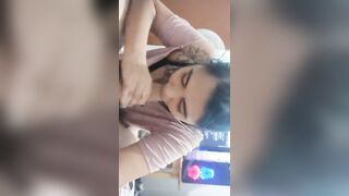 A good blowjob with blue hair