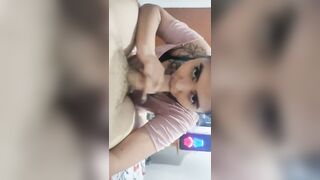 A good blowjob with blue hair