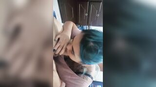 A good blowjob with blue hair