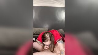 BBW Stepmom blows cuckold dick