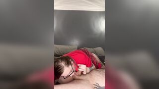BBW Stepmom blows cuckold dick