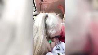 Hot Granny Momma Vee Pulls Over To Suck Her Step Cousins Cock!