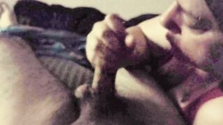 Woke up in middle of the night hard so I took a load in the mouth. Full video available
