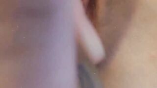 tight pussy takes a glass dildo deep