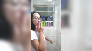 smoking in the shower, shirt wet (Anny Smoker)