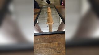 HOT GIRL WITH BIG ASS RIDING DILDO ON MIRROR