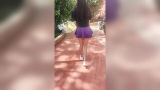 My stepbrother dares me to take a walk in the park while he masturbates me with the exuberant