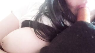 Asian Chinese lesbian teen girl masturbate suck big didlo cock