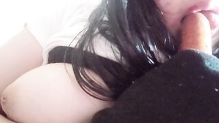Asian Chinese lesbian teen girl masturbate suck big didlo cock