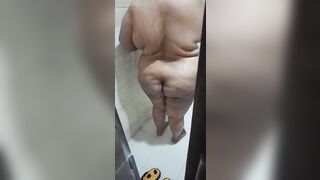 Indian wife taking shower and husband record