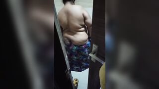 Indian wife taking shower and husband record