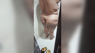 Indian wife taking shower and husband record